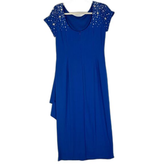 Alex Evenings Cap Sleeve Embellished Dress Size 12 NWT Royal Blue MOTB Wedding - Picture 3 of 12
